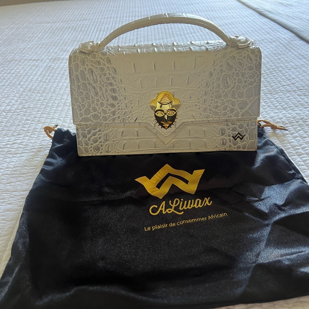 White Crocodile Embossed Women's Bag